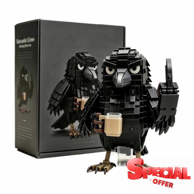 Sarcastic Coffee Crow Building Block Set – Do Not Disturb Desk Decor                                                          Middle Finger Crow Building Blocks