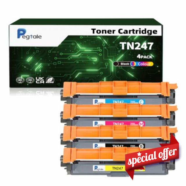 TN-243 TN247 Toner Cartridge Replacement for Brother TN-247 TN243 (4 Pack)                                                          TN247 TN243 Compatible with Brother DCP-L3510CDW HL-L3210CW HL-L3230CDW MFC-L3750CDW MFC-L3710CW Printers