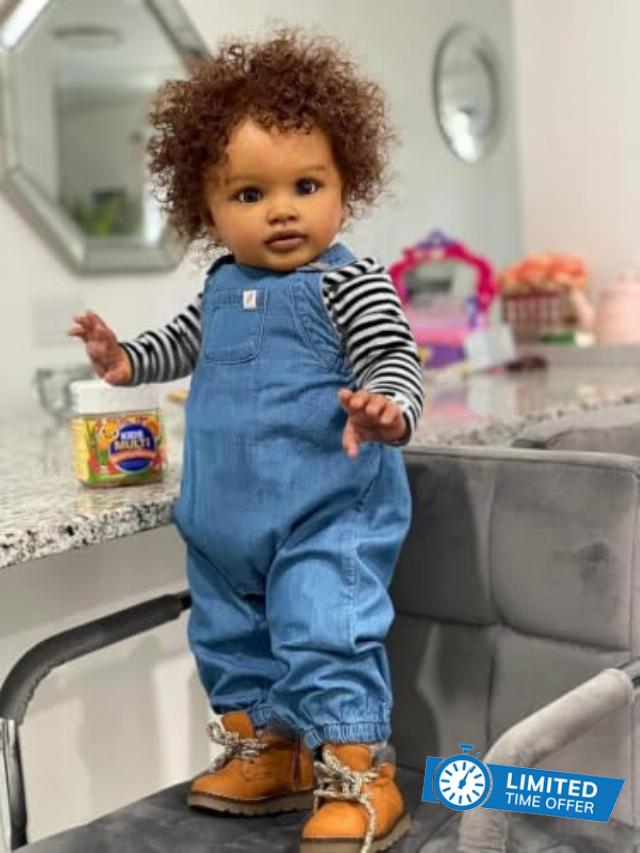 Lonian Reborn Baby Dolls Black Girl 26 Inch Big Size Realistic (Blue eyes)                                                          African American Reborn Toddler Doll
