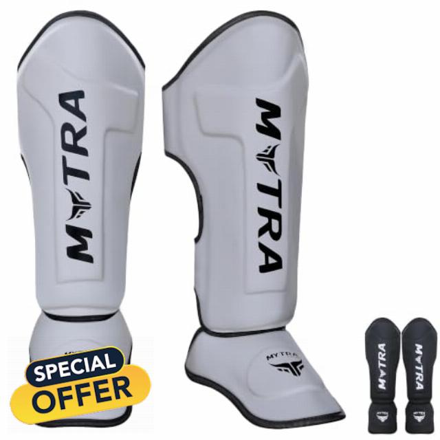 Mytra Fusion Muay Thai Shin Guards Durable & Lightweight Shin Instep Guards                                                          For Kickboxing & MMA Training