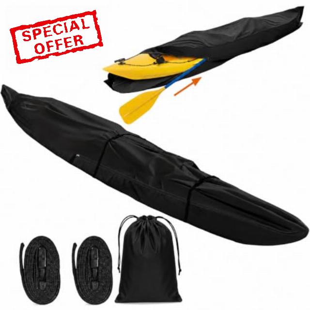 Waterproof Kayak Cover Heavy Duty Zippered Canoe Cover，Black：10FT                                                          420D Oxford fabric