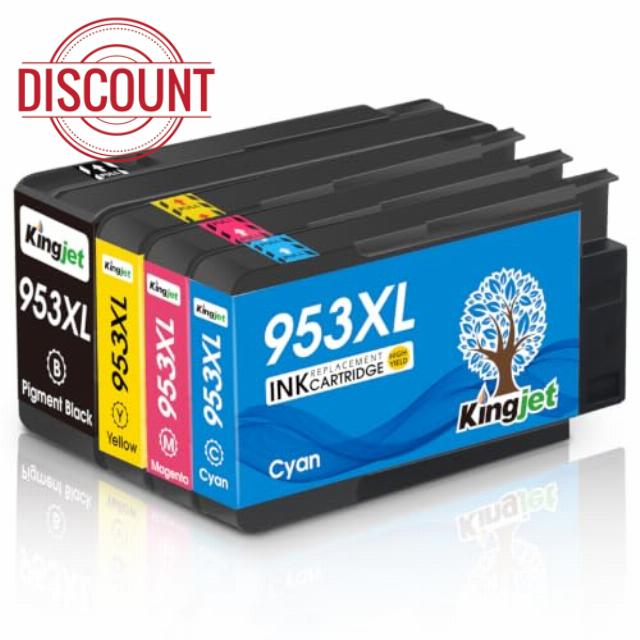 KINGJET 953XL Ink Cartridges Remanufactured for HP 953 XL Multipack                                                          | High Yield 2000/1600 Pages | Updated Chip | Compatible with OfficeJet Pro 7720 7740 8710 7730 8715 8720 8725 Printers