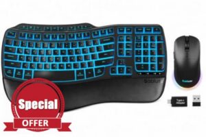 SABLUTE M31 Pro Ergonomic Wireless Keyboard and Mouse Combo                                                          Full Size Wave Keyboard with Backlight
