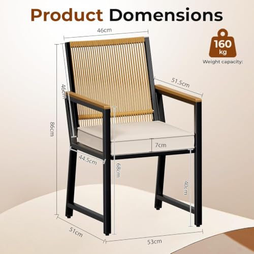 Rust-Proof Metal Frame & WPC Armrests