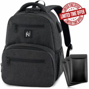Mini Smell Proof Backpack With Lock For Men/Women USB & Headphone Po