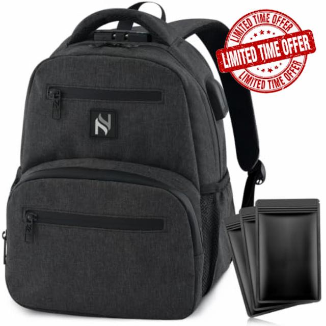 Mini Smell Proof Backpack With Lock For Men/Women USB & Headphone Po