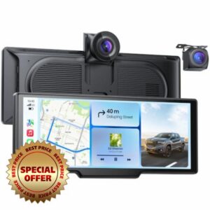 9.26" Car Play Screen for Apple CarPlay Android Auto with 4K Dual Dash Cam                                                          Wireless Portable Car Play Tablet with OTA Updates