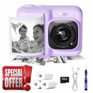 Children's Camera Instant Camera 1080P Instant Camera Kids Lavende