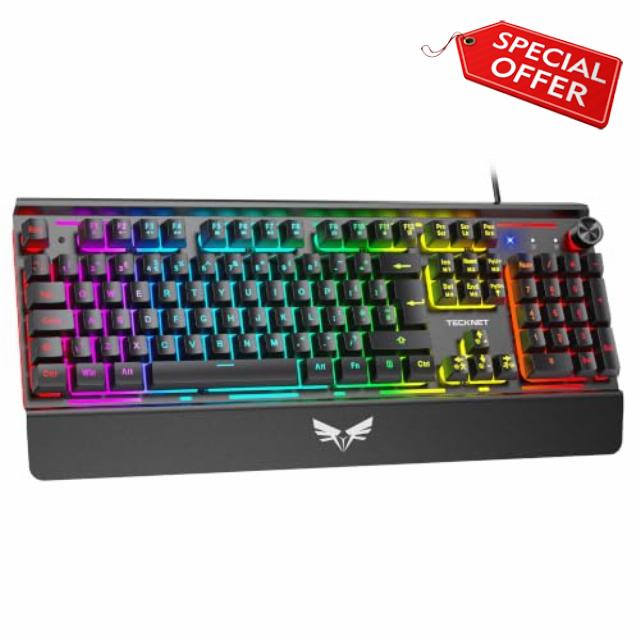 TECKNET RGB Gaming Keyboard with Volume Knob