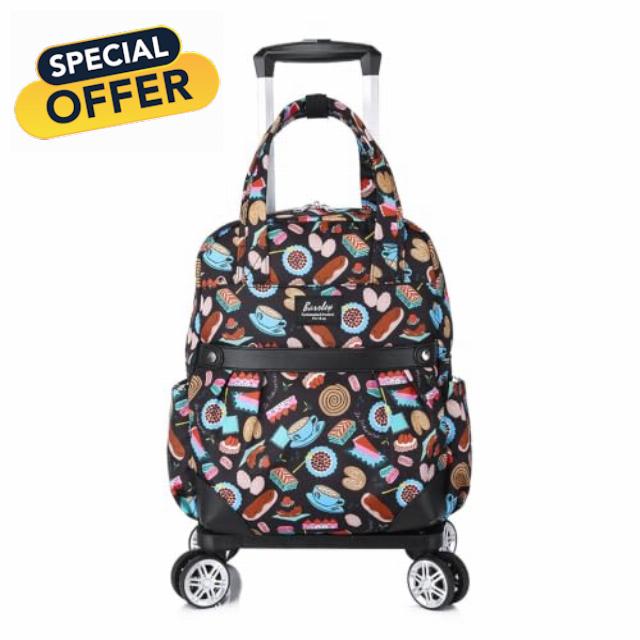 FANDARE Rolling Backpack with Detachable Trolley Convertible Grocery Bag                                                          Men Women 34L Carry On Luggage Travel Daypack with Wheels for Shopping Commute College with Quiet 360 Spinner Wheels