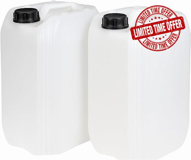2 X 25L Water Container – Heavy Duty Stackable Jerry Can with 61mm Cap                                                          Food Grade