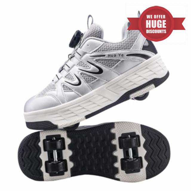 ENEN Kids Roller Skate Shoes for Boys Girls                                                          Unisex Outdoor Parkour Shoes with 4-Wheels Retractable Skating Trainers Sneakers for Children's Park Sports Walking