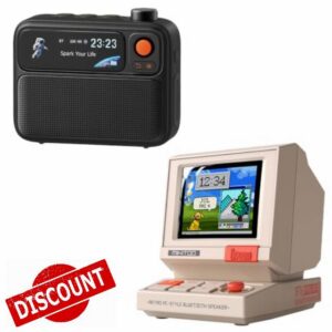 Divoom MiniToo Retro Computer Bluetooth Speaker & Flowtoo White Noise Machine – Pixel Art Screen