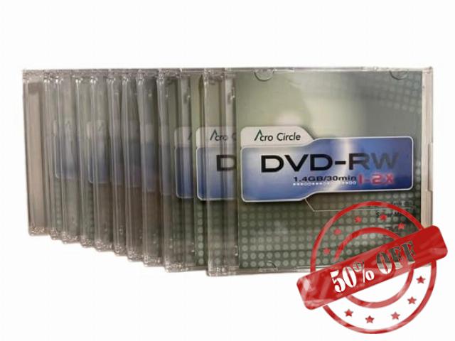 DVD-RW 1.4GB 30Min Rewritable Disc Silver Matt 10 Pack