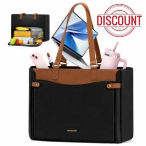 RAINSMORE Laptop Bags for Women Work Bag with Lunch Compartment                                                          15.6 Inch Laptop Handbag Large Tote Bags for women Waterproof PU Leather Teacher Tote Bag for School Nurse Office College