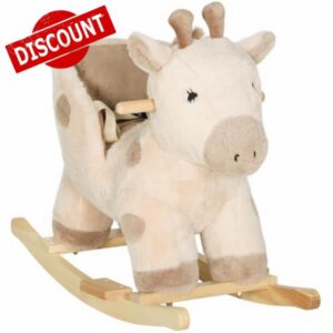 AIYAPLAY Rocking Horse Giraffe Design for Toddlers 1-3 Years Beige                                                          Stable Plush Ride on Horse