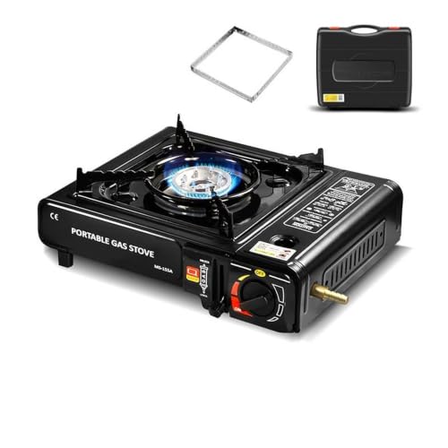 One Burner Portable Gas Cooker Compact Portable Gas Cooker with Safety Lock and Enameled Stand for Outdoo