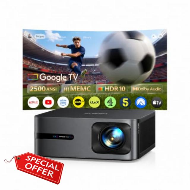 【2500ANSI / Gemini Pro AI/MEMC / 55W Dolby】Smart Projector FHD 1080P 4K Decode with Google14.0