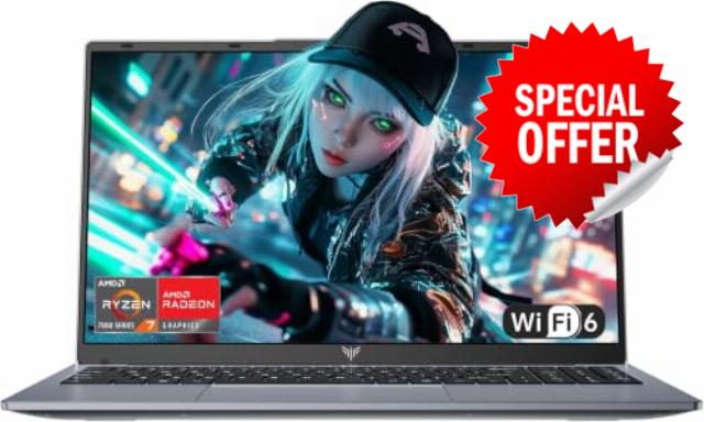 15.6 Inch FHD Laptop with AMD Ryzen 7430U (Processor up to 4.3GHz)                                                          6C/12T - 16GB RAM LPDDR4 + 512GB M.2 SSD Laptops Computer