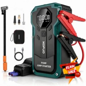150PSI Jump Starter Power Pack with Air Compressor with Full Kit                                                          6000A 6in1 Car Battery Booster Jump Starter for 8L Gas/6.5L Diesel