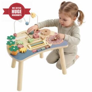 AIYAPLAY Wooden Baby Activity Table for 1-3 Y Montessori Activity Table                                                          6-in-1 Sensory Table