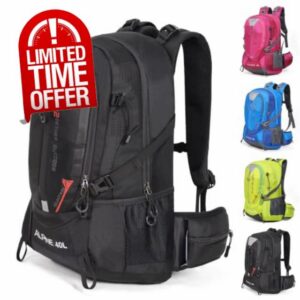 Hiking Backpack Camping Backpack 40L Outdoor Sport Backpack Daypack Lightweight Travel Backpack for Women Men Hiking Daypack with Rain Cover，Black