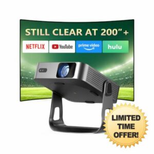 【Officially-Licensed APP & Thinnest Design】Mini Projector 4K with Auto Focus & Keystone