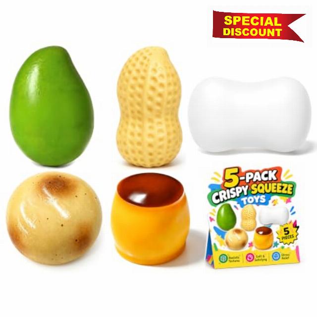 5PC Crunchy Mango Peanut Soap Pudding Potato Squishy Asmr Bead Filled