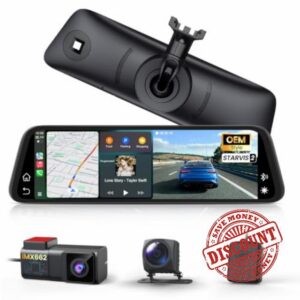 AUTO-VOX OEM Rear View Mirror Camera with CarPlay & Android Auto                                                          9.36" Smart Touch Screen
