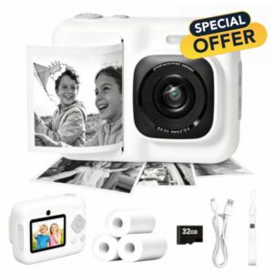 Children's Camera Instant Camera 1080P Instant Camera Kids White