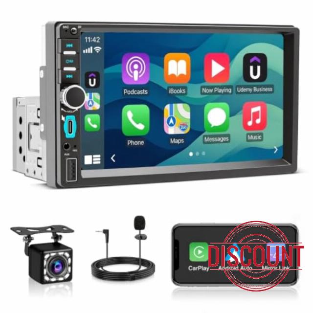 Single Din Car Stereo with Wireless Apple CarPlay & Android Auto