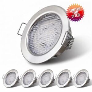 Sweier 12V Recessed Ceiling Lights 5W LED Downlights for Caravan           [Energy Class E]                                                  480LM Natural 4500K Downlights for Ceiling Cutout 55-60mm Aluminum LED Spotlight for Motorhome Boat Under Cabinet