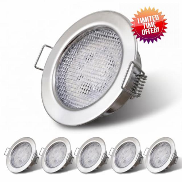 Sweier 12V Recessed Ceiling Lights 5W LED Downlights for Caravan           [Energy Class E]                                                  480LM Natural 4500K Downlights for Ceiling Cutout 55-60mm Aluminum LED Spotlight for Motorhome Boat Under Cabinet
