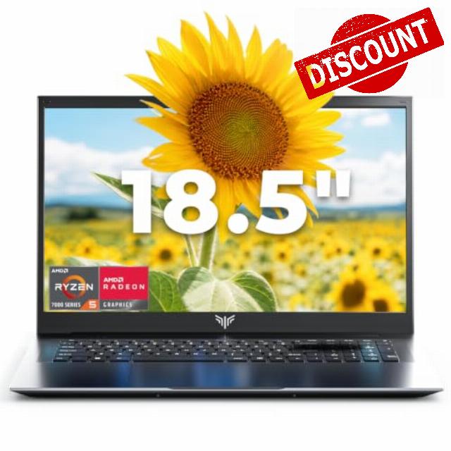 18.5 Inch FHD Laptop with AMD Ryzen 7430U (Processor up to 4.3GHz)                                                          16GB RAM DDR4*2 + 512GB M.2 SSD with Win 11 Pro Installed