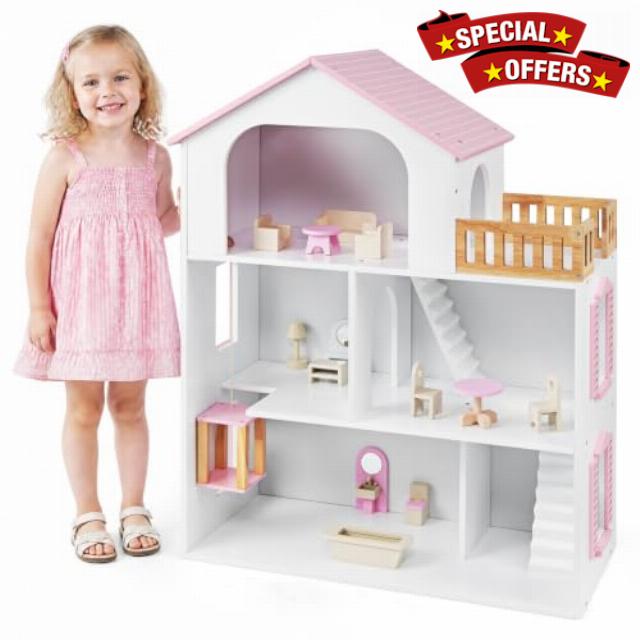COSTWAY Large Kids Dollhouse