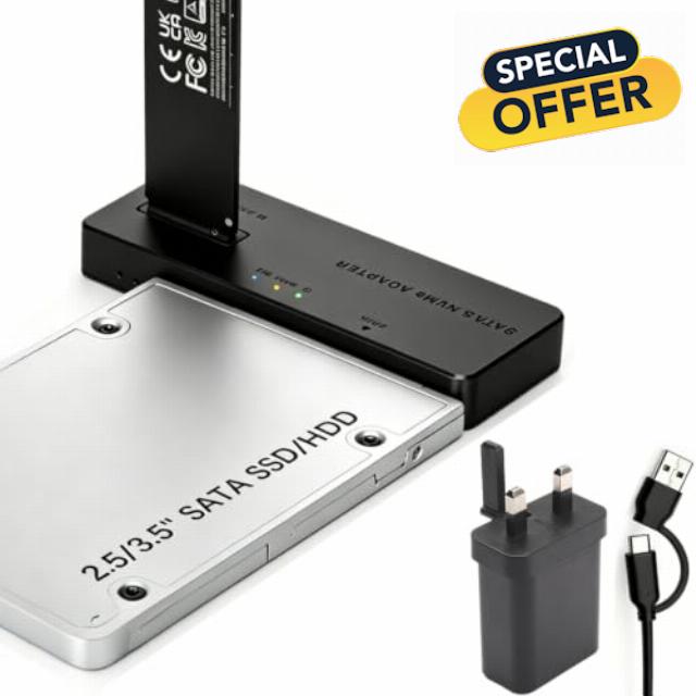 2-in-1 M.2 NVME Docking Station & SATA to USB Adapter with 30W USB Charger                                                          10Gbps