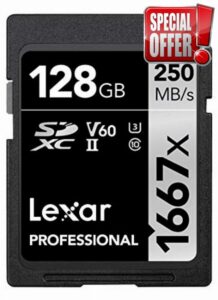 Lexar Professional 1667x SD Card 128GB                                                          SDXC UHS-II Memory Card
