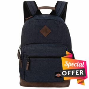 Dickies Signature Lightweight Backpack For School Classic Logo Water Resistant Casual Daypack For Travel Fits 15.6 Inch Notebook (Dark Blue Denim)
