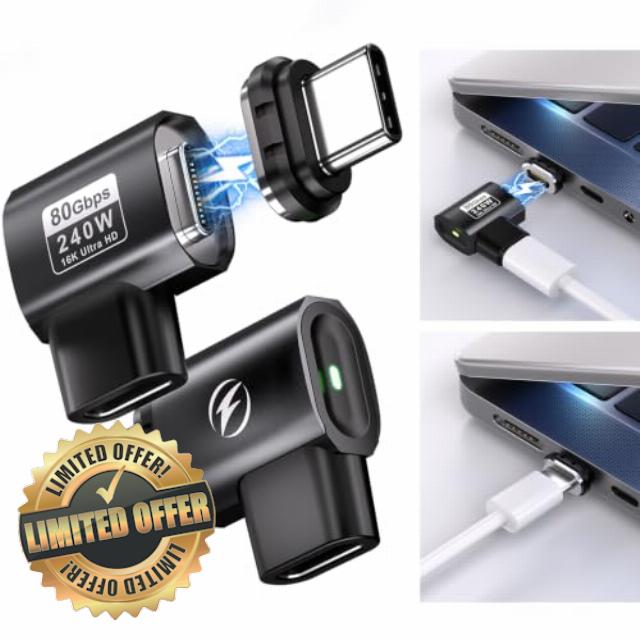 2-in-1 USB C Magnetic Adapter Right Angle