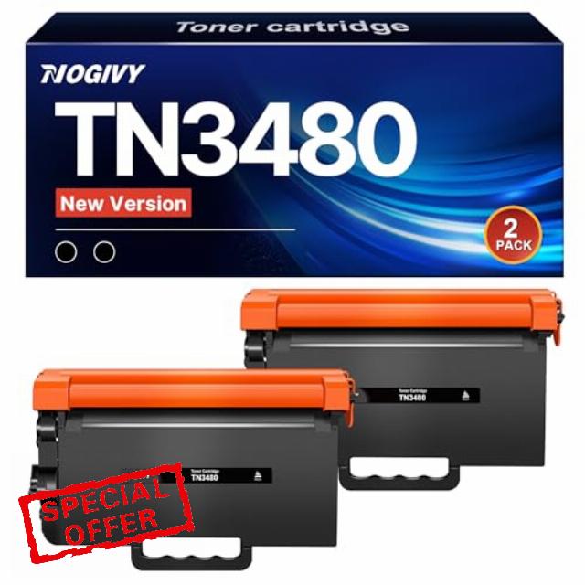 TN3480 TN-3480 Toner Compatible for Brother TN 3480 TN3430 (2 Black)                                                          Compatible for Brother HL-L5100DN Toner MFC-L5750DW HL L5100DN MFC L5750DW DCP-L5500DN MFC-L5700DW HL-L5200DW TN3480 TN 348