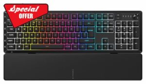 Corsair SKIFF 100 PLUS Quiet RGB Wired Gaming Keyboard – UK QWERTY – Black                                                          6 Programmable Keys