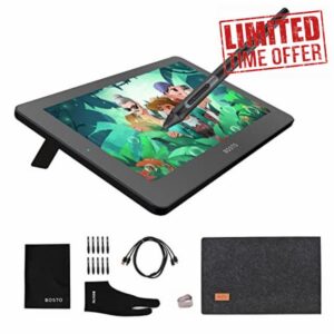 BT-12HD Portable 11.6 Inch HD H-IPS LCD Graphics Drawing Tablet 1366*768 Display Support 8192 Pressure Level Passive Technology with Tilt Function USB-Powered Low Consumption Drawing Table