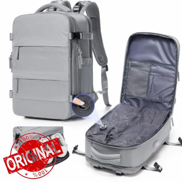 suradar Ryanair Vacuum Backpack Travel Bag with Integrated Pump Grey                                                          Compression Vacpack Travel Backpack 40x30x20 for Women Men Ryanair Cabin Bags 40x30x20 Underseat for Vueling Wizz Ai