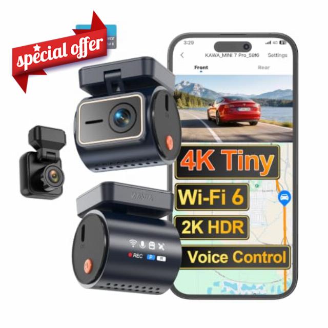 KAWA 4K+1080P Dual Dash Cam