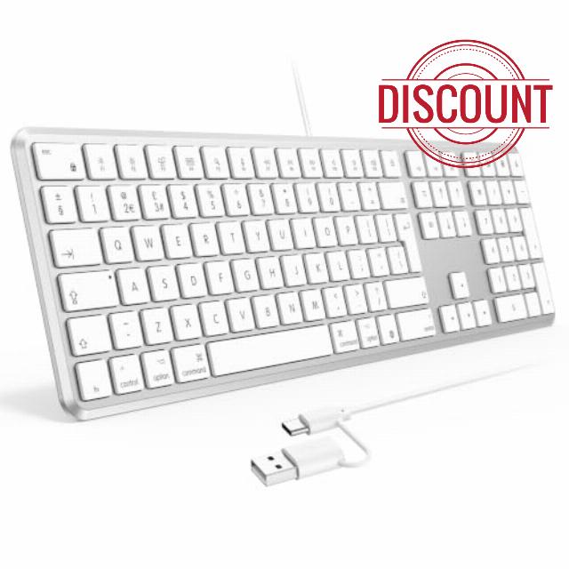 TECURS Wired Keyboard for Mac (USB C + A)