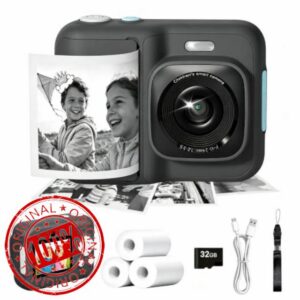 Children's Camera Instant Camera 1080P Instant Camera Kids Black