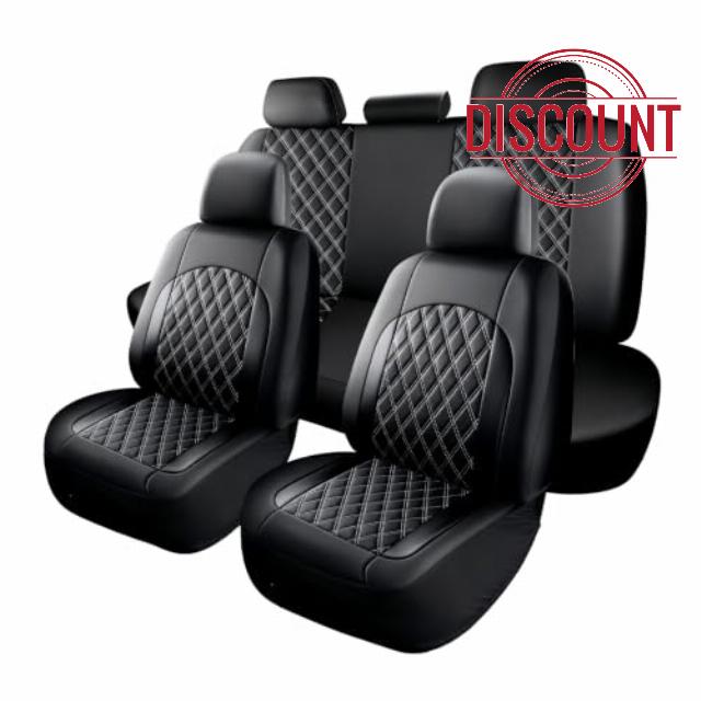 Shkalacar Full Set PU Leather Car Seat Covers Universal Fit Front and Rear Seat Protectors with Airbag Compatible Stitching