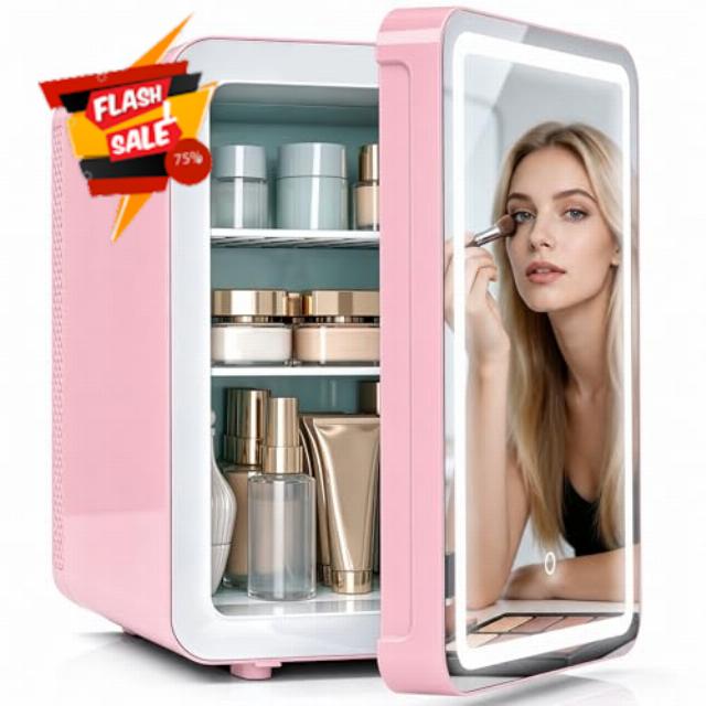 16L Skincare Mini Fridge with LED Mirror