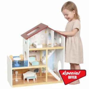 AIYAPLAY Kids Wooden Dolls House