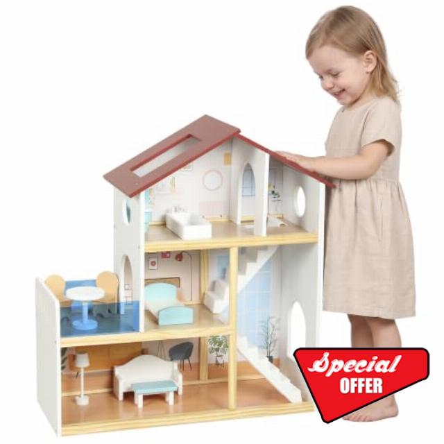 AIYAPLAY Kids Wooden Dolls House